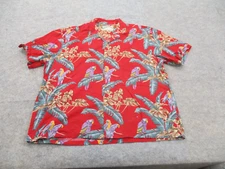 VINTAGE Paradise Found Shirt Mens Extra Large Red Hawaiian Parrot Button Up