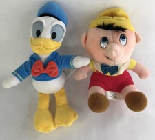 Vintage Pinocchio Plush Walt Disney Productions 7" And 10  Donald Duck Plush Lot