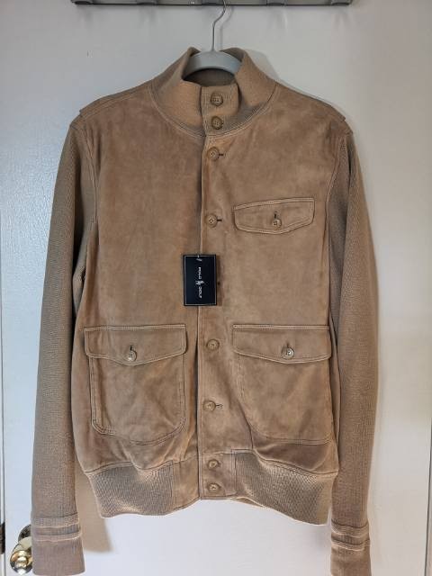 Polo Ralph Lauren Golf Skeet Hybrid Leather Wool Suede Jacket Sz L Beige NWT image 2