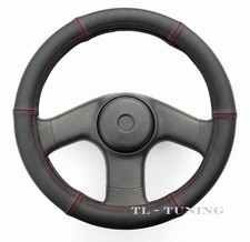 Lenkradbezug Echtes Leder FADEN ROT Lenkradhülle, Lenkradschoner / Ø 39-41