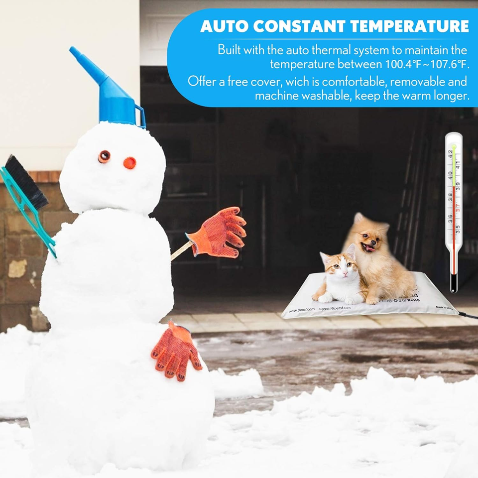 Outdoor Heated Pet Bed with Waterproof Cover,Pet Heating Pads for Dog