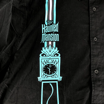 haunted mansion dress shirt Disney The Haunted Mansion Men's 3XL Black Short Sleeve Button Up Shirt Logo