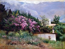 trees mountains by J. Krachkovskii Tile Mural Kitchen Backsplash Ceramic 10x8