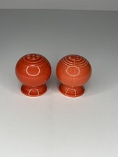 Fiesta Ware Retired Persimmon Salt Pepper Shakers Ball Round Aztec Southwest