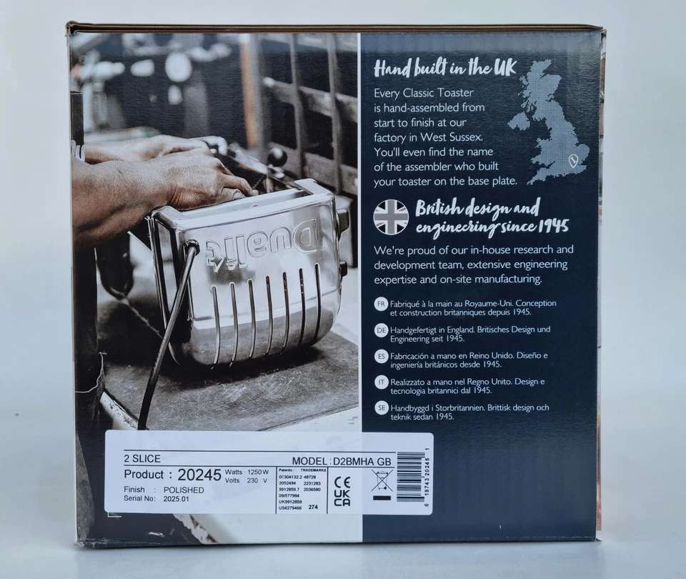 Classic DUALIT 2 Slice Vario Toaster Stainless Steel Hand Built in the UK - Image 3 of 4