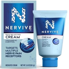 Nervive Pain Relieving Cream 3Oz Maximum Strength Lidocaine Fast Acting Relief