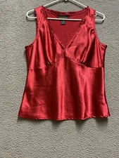 Metro Style Camisole Womens 10 Red Stretch Sleepwear Satin Shirt Top