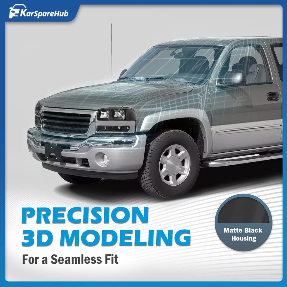 Pair Headlights For 1999-2006 GMC Sierra 1500 2500 Yukon XL Clear Corner w/Bulbs Foto 2 de 4