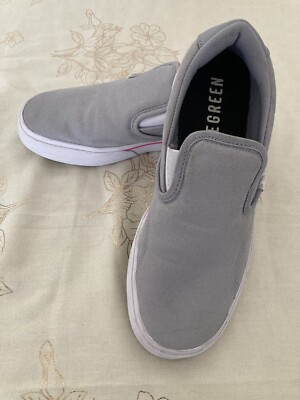 Adidas Women's Canvas Slip-On Loafers Gray Primegreen Size 7  1/2