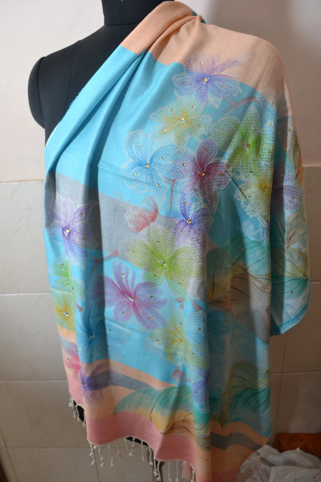 Designer Jamavar SHAWL ~ Reversible Silk Pashmina Jamavar