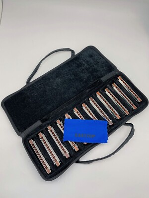 EASTTOP Diatonic Harmonica Set of 12 PRO10 Wooden Comb Blues Diatonic Harmonica