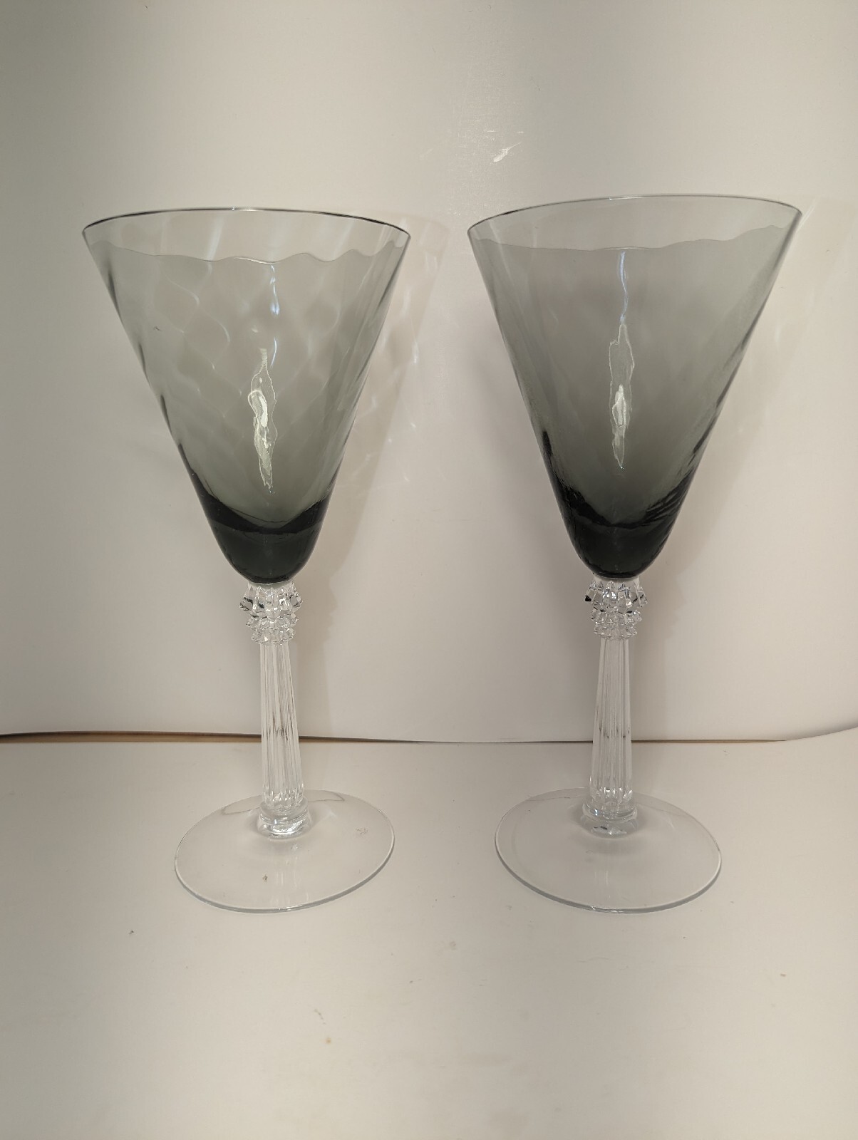Fostoria Pavilion Smoke Wine Glasses set of 2 Vintage Stemware eBay