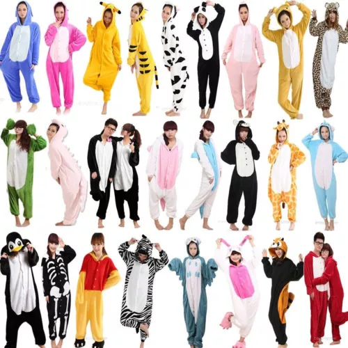 Mens Ladies Fleece Pyjama Pajamas Kigurumi Onsies Adults Animal Costume UK - Picture 8 of 68