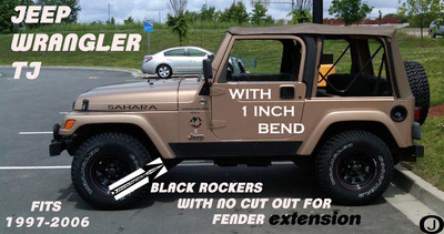Fits Jeep TJ Black Alum Diamond Plate Rocker Panel Set 1 inch bend & no cut out 