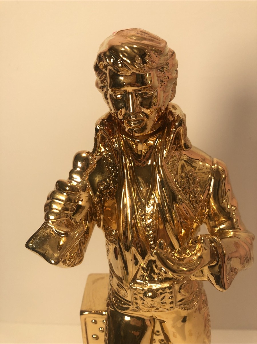 VINTAGE ELVIS PRESLEY GOLD MCCORMICK WHISKEY DECANTER MUSIC BOX