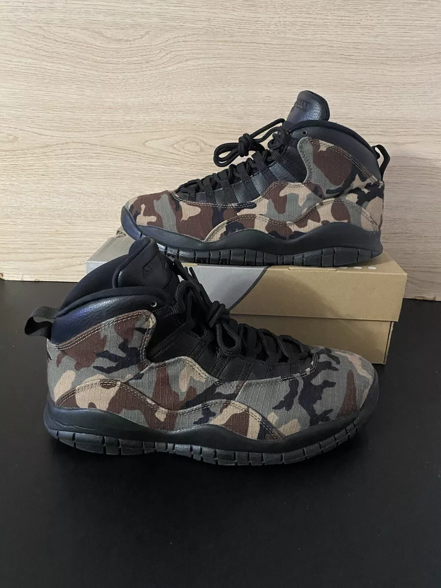 RARE Nike Air Jordan 10 X Retro Woodland Camo Black 310805 201