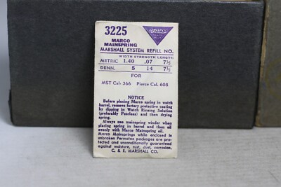 NOS Marco #3225 Resilient Mainspring for MST PIERCE CAL 608 49D | eBay