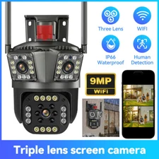 3 Lens 1080P WiFi IP Camera Wireless Outdoor 360° CCTV PTZ Home Security IR Cam