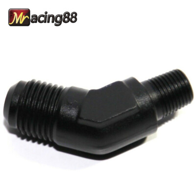AN6 6AN AN-6 To 1/8'' NPT 45 Degree Male Aluminum Black Fitting Adapter