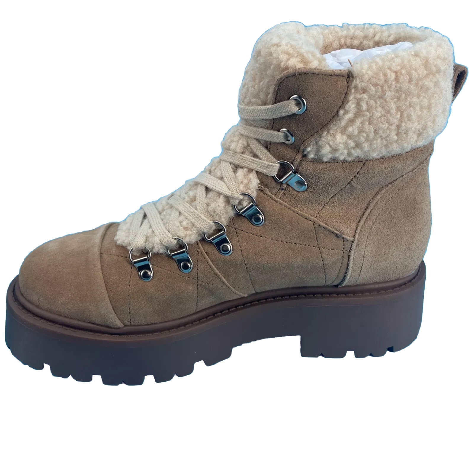 Steve Madden Reyen Platform Combat Boot Womens 10 Oatmeal Suede Gorpcore NWB