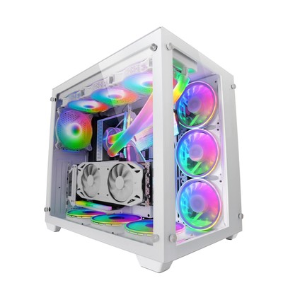 MCV3 Weiß Custom XXL E-ATX Gaming Tower Front und Seitenfenster Gehärtetem Gl...