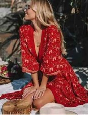SPELL & The Gypsy Jewel Soiree Midi Dress Red Copper  Size S / AU 8 / US 4