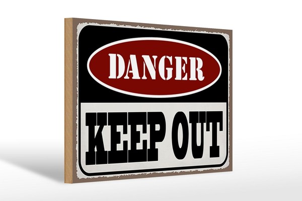 Holzschild Spruch 30X20 Cm Danger Keep Out Kein Zutritt Deko Schild Wooden Sign-image