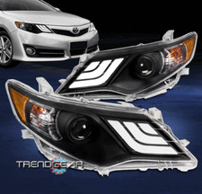 Fit 2012 2013 2014 Toyota Camry Led Strip Projector Headlight Headlamp Black Lr Fit 2012 2013 2014 Toyota Camry Led Strip Projector Headlight Headlamp Black Lr