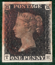 PENNY BLACK 1840 QV GB SG.2 1d Plate 1b (TH) Red MX Cat £400+ {samwells}RBR52