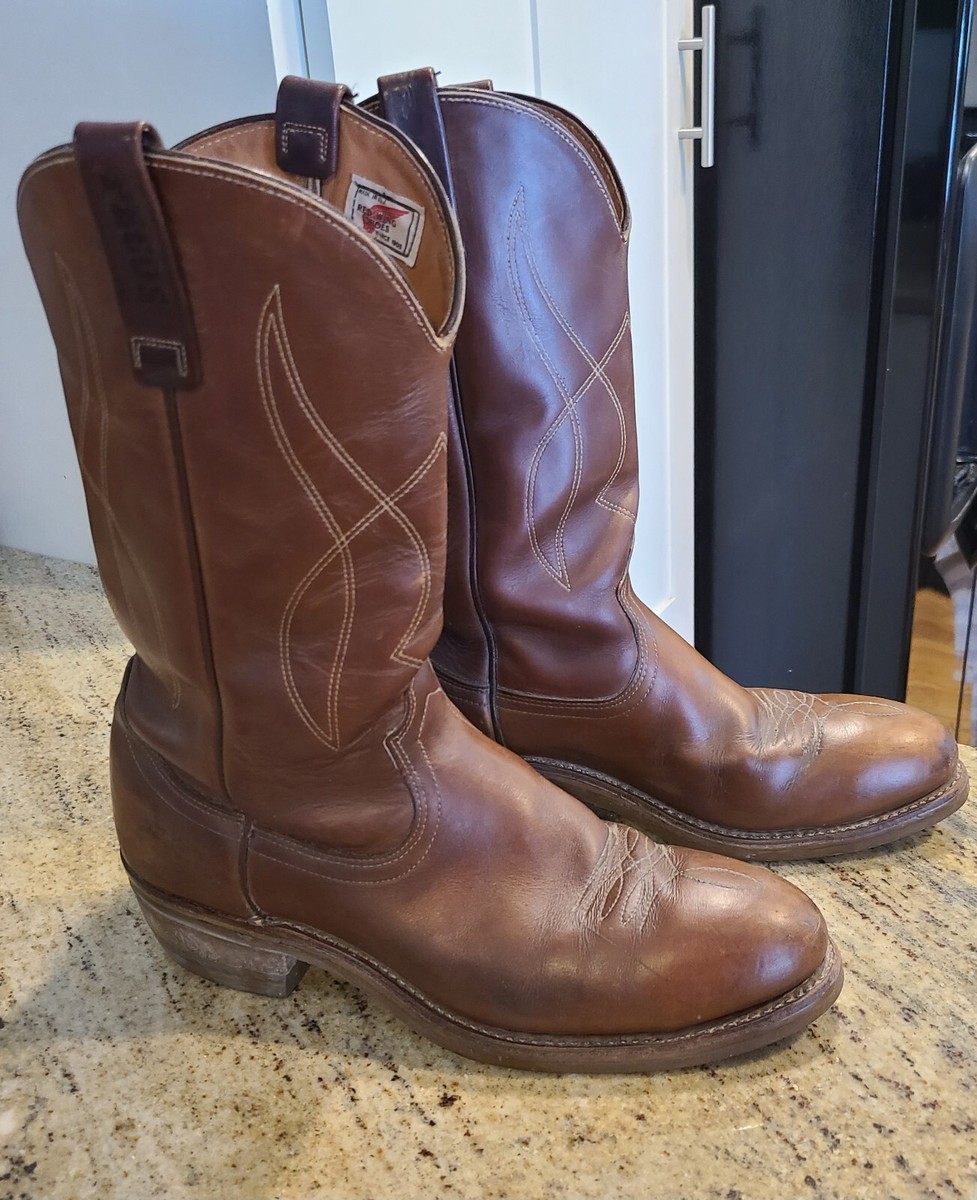 VTG Red Wing Pecos Western Work Boots  Mens 11.5 B Brown Leather Pull On USA Vintage Red Wing Pecos Western Boots Brown Leather Pull On  main image 2