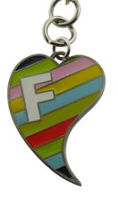 Initial Letter F Keychain Multicolor Keyring Charm