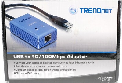 TRENDnet TU2-ET100 Fast Ethernet Adapter USB 2.0 to 10/100 Nintendo Wii Ready