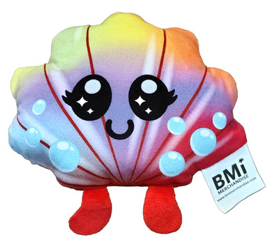 BMI Kawaii Stuffed Rainbow Sea Shell 7'' Plush Stuffed Animal Bubbles Sea Life