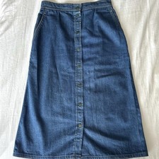 Calvin Klein Blue Denim Button Front A-Line Midi Skirt Women's Size 4