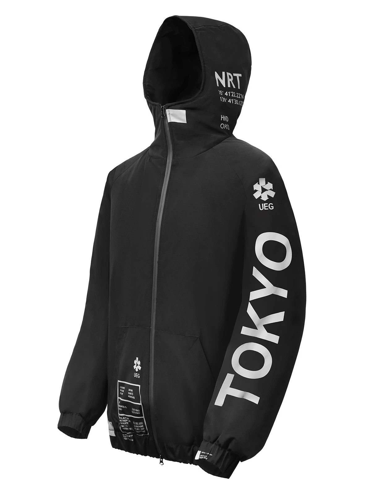 Niepce Men's Techwear Streetwear Hooded Jacket Black Windbreaker Zip Up Coat