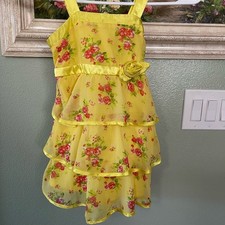 Yellow Floral Kids Girls Dress Size 4 Used