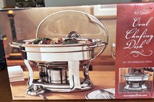New Costco 4.2 Quart Stainless Steel Oval Chafing Dish 18/10 Stainless