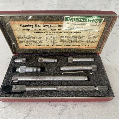 STARRETT TUBULAR ID INSIDE MICROMETER SET NO 823A - 1 1/2-8 Inches - LotC