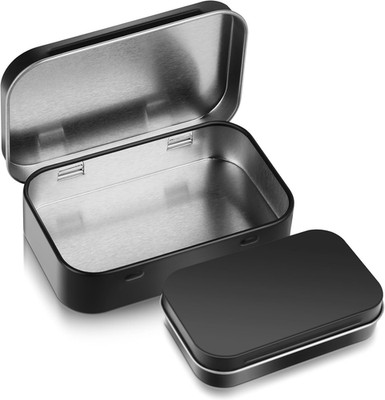 Black Metal Rectangular Empty Hinged Tins Metal Tin Box Small Tins with Lids for