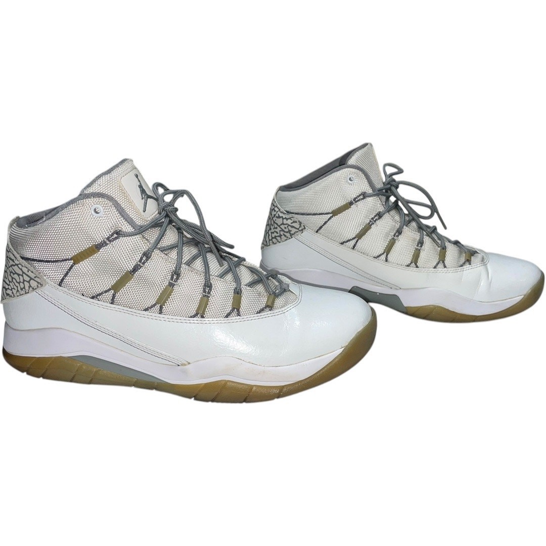 Nike Air Jordan Prime Flight White/Gray High Top Sneakers      Size: US 10 Nike Air Jordan Prime Flight White/Gray High Top Sneakers  main image 2