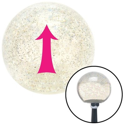 Pink Fancy Solid Directional Arrow Up Clear Metal Flake Shift Knob M16x1.5 Auto