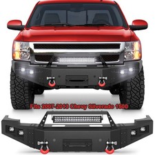 Steel Front Bumper Fits 2007-2013 Chevy Silverado 1500 With Winch Plate Drings