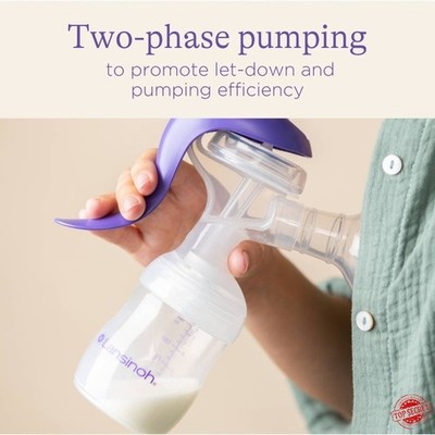 Lansinoh Manual Breast Pump, Includes 5oz Baby Bottle with Slow Flow Nipple