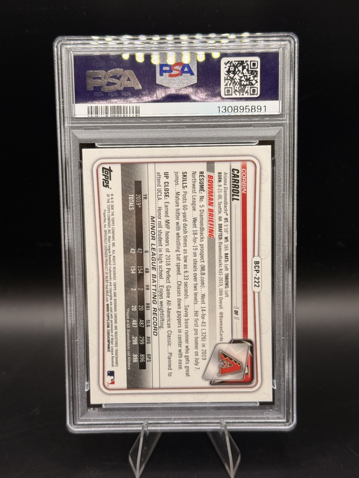 2025 Archives Signature Corbin Carroll PSA 9 - /10 2020 Bowman Chrome AUTOGRAPH view 2