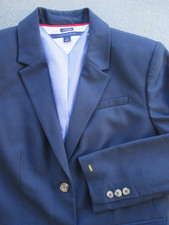TOMMY HILFIGER Women NAVY Blue BLAZER Jacket CLASSIC 2 Button Career Academia 10