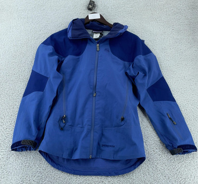 Patagonia CSS Ski Snowboard Jacket Womens XS Blue Softshell Hiking Hooded Zip Up