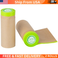2 Rolls Pre-Taped Masking Paper for Painting 12" X 50 feet Tape Drape Car Auto