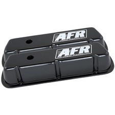 Afr Valve Cover Set 6715 Afr Logo Black Powdercoat Alum For Sbf