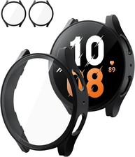 2 Black Bumper Cases with Tempered Glass for Samsung Galaxy Watch 7 40mm - 2-Pac