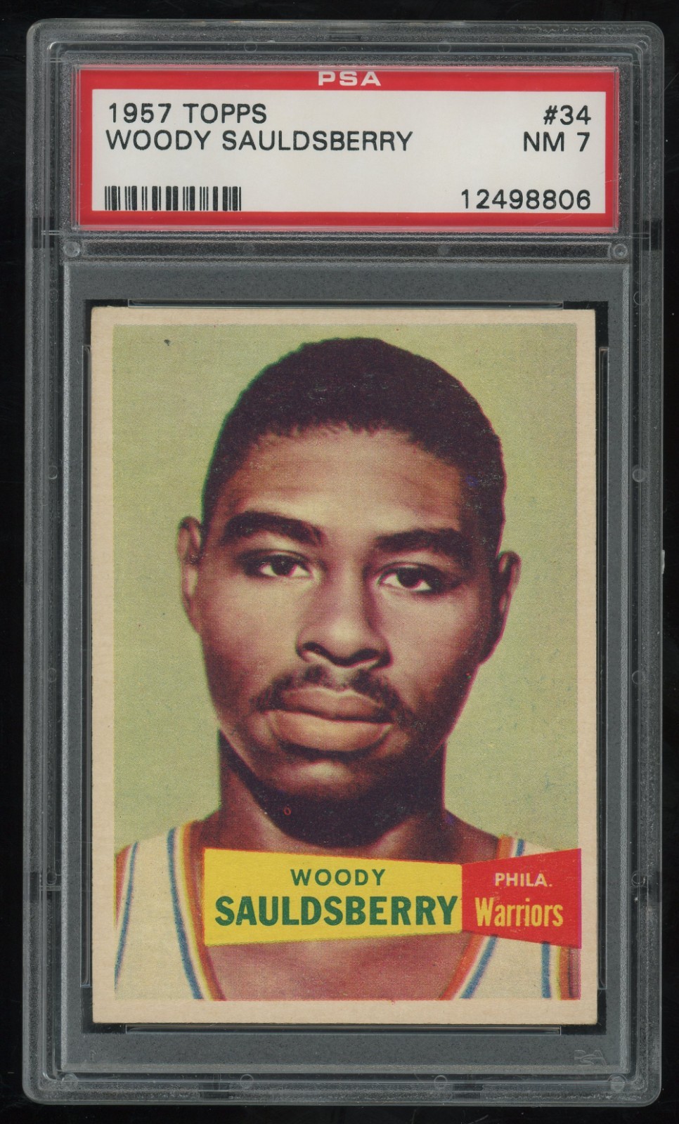 1957-58 Topps Woody Sauldsberry Rookie #34 PSA 7 - Philadelphia Warriors - RC